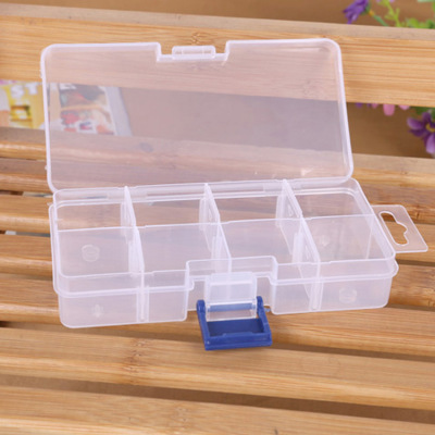 Small 8 - compartment plastic detachable storage box multi - compartment rectangular jewelry box, medicine box beaded jewelry box medicine box