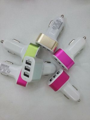 3usb 3usb aluminum metal ring car charger vehicle sufficient 3A car charger