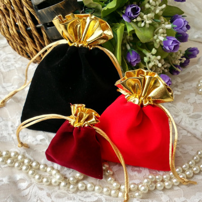 Hot selling jewelry bag gold flannelette bag jewelry bag bundle pocket spot size 12X16