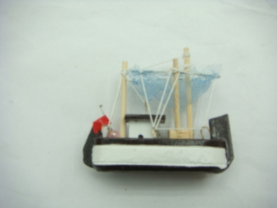 Mediterranean Style Sailboat Handmade Wooden Craftwork Fishing Boat