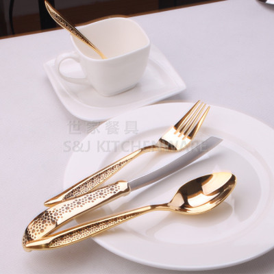 Authentic stainless steel cutlery gold-plated forks Western-style Food Spoon steak knife