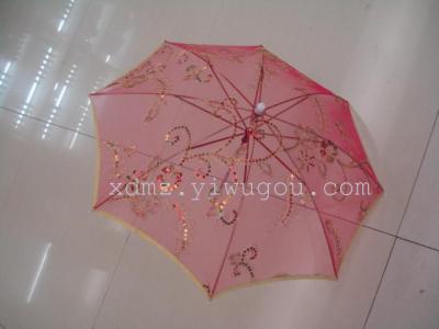 M nylon yarn embroidered Sequin embroidery craft umbrella with umbrella