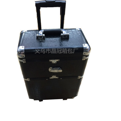 High-Grade Crocodile Leather Pull Rod Aluminum Alloy Box! Multi-Functional Cosmetic Case! Pull Rod Aluminum Case!
