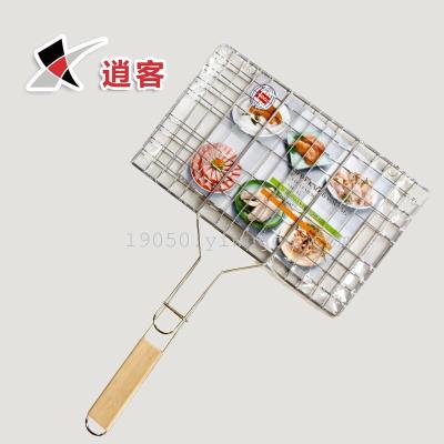 Outdoor barbecue utensils: Trumpet six hamburger grill double double barbecue net clip Hamburg type barbecue net clip