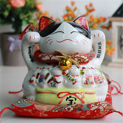 Nine inches of multicolor fortune fortune cat firing piggy bank sw365c