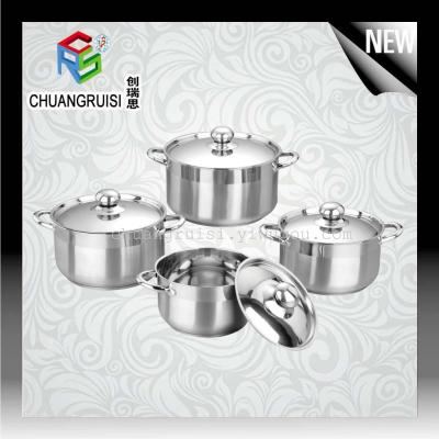 Stainless steel natural color steel tube 4 piece pot