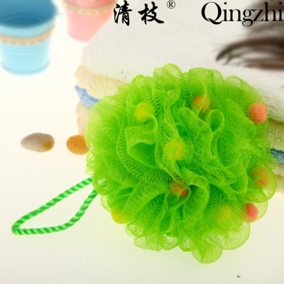 Set of Candy Grain Color Loofah Mesh Sponge Same Color Lanyard High-End Shower Net Ball