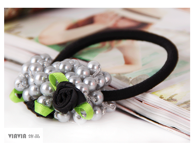 Korean Beaded Flower Pearl Hair Ring Hair Elastic Band Hair Accessories Head Rope Hair Rope Head Accessories