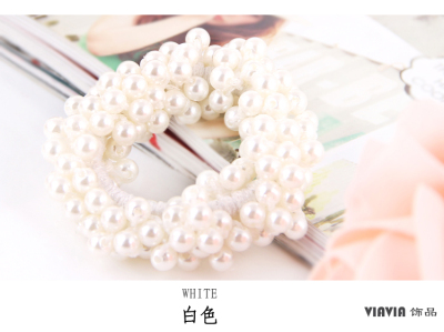 Korean Style Pearl Hair Accessories Tied-up Hair Rubber Hand with Flower Style Korean Beaded Popular Hair Band Head Accessories Hair Rope
