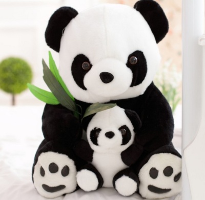 Panda Doll Plush Toys Cute Mother and Child Panda Eating Bamboo Doll