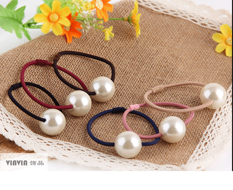 Korean Jewelry Hair Rope High Elastic Rubber Band Simple Pearl Headband
