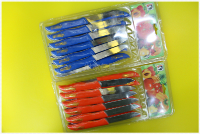 Fruit knife with plastic handle LAORENTOU stainless steel stamping 12PCS