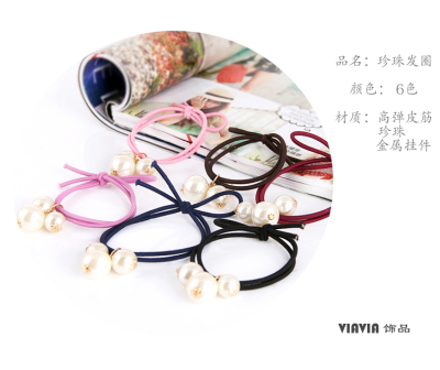 Knotted Hair Ring Rubber Band Korean Pearl Rubber Band Thin Hair Ties Hair Rope Headdress for Ponytail Hair Tie