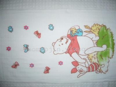 Cotton gauze towel honeycomb lattice cartoon printed children towel 25*50