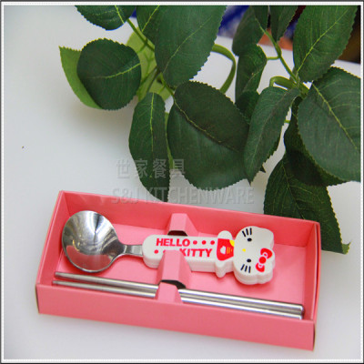 Kitty Hello cute cartoon tableware set spoon chopsticks
