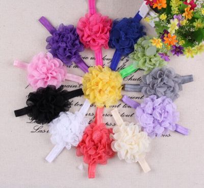Wholesale Euramerican children's hair band gauze cloth flower flower trade elastic hair band 12 color spot 10CM
