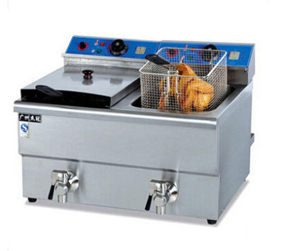 Gas - powered bench double - cylinder double - screen electric fryer with drain valve Fried chicken fryer fries