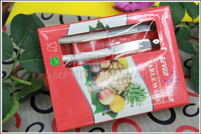 The new boxed 12PCS plastic handle fruit knife and fork