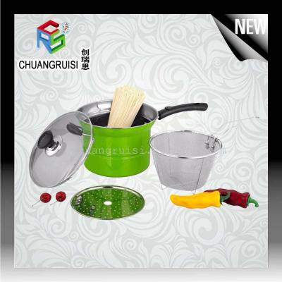colorful Multifunctional stainless steel noodle pot cooking dual-purpose pot steamer