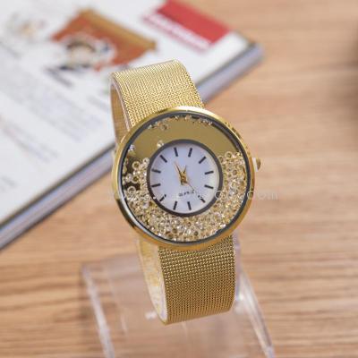 Tonghai new speed sold outside warehouse Ladies Watch beads ultra-thin large dial light gold watch fashion belt