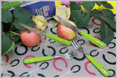 The new boxed 12PCS bronzing handle knife fork multifunctional fruit knife and fork