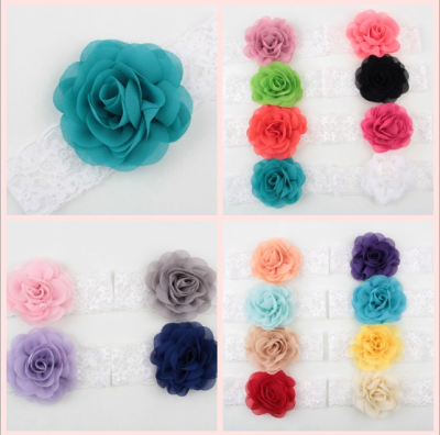 The new European children's hair with chiffon with rose bud ribbon children hair band