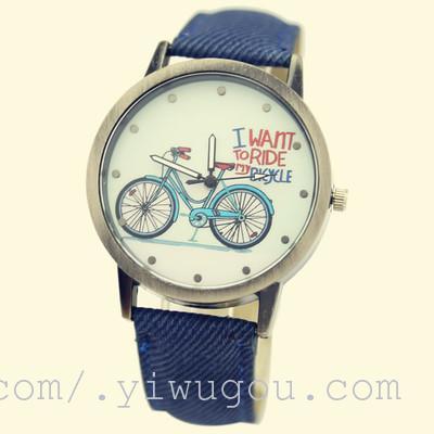 South Korea retro bicycle cowboy Strap Watch Ladies Watch wholesale color mixing