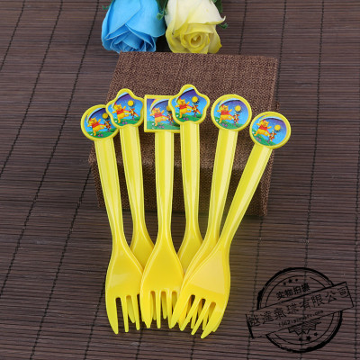 Birthday Party Supplies Holiday Tableware Cake Color Fork Spoon