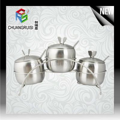 stainless steel 3pcs sugar bowl with lid