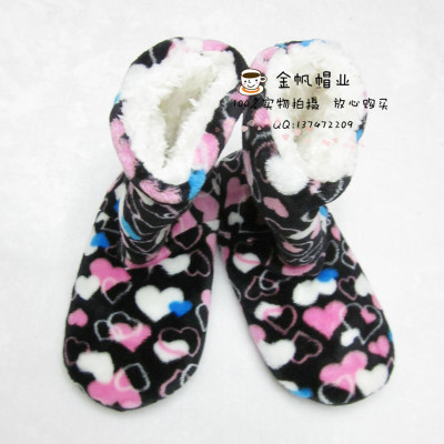 Foreign trade flannel floor socks love floor boots anti-skid floor socks shoes home shoes.