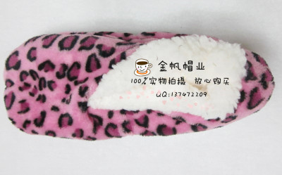 Foreign trade flannel leopard-print floor socks for women's indoor shoes.