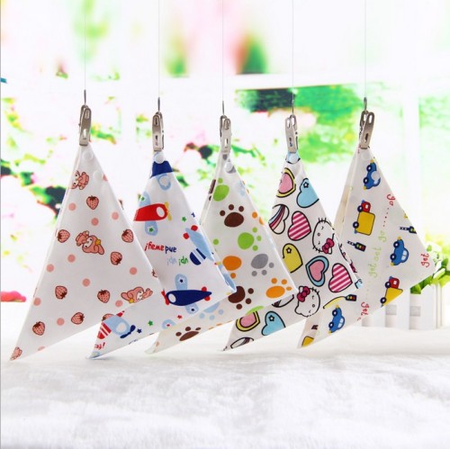 children‘s duplex printing hidden hook triangular binder baby bib cotton cartoon saliva scarf