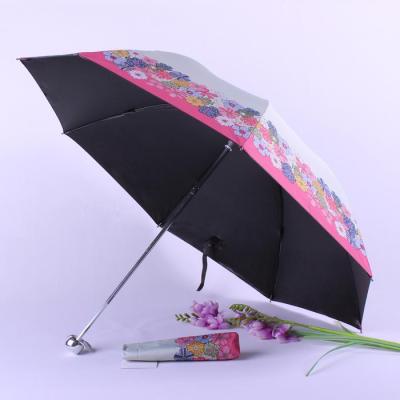 3-folding balck coating umbrella with uv