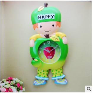 Factory Direct Sales] 2015 New Cute Apple Children Swing Wall Clock Cartoon Character Series