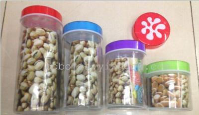 The Lead-free glass bottle thickened sealed tea storage jar kitchen food jar 4-piece set