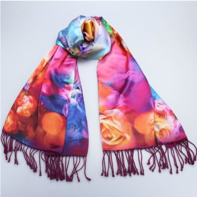 Double sided 100% silk shawl fashion Chinese luxury gifts custom scarf