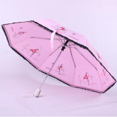 Three half automatic umbrella Girls Fashion Lace umbrella advertising umbrella