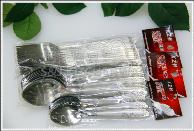 Set card in the pocket of 12PCS water thrown stainless steel West tableware