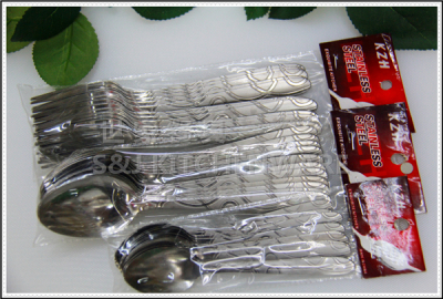 Set card in the pocket of 12PCS water thrown stainless steel West tableware