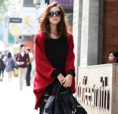 Autumn and winter bat shawl size sweater cardigan sweater loose long coat