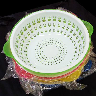 9.9 Yuan Store Delivery Washing Vegetable Basket round Water Strainer Sieve 0320 Double-Layer Water Drop Sieve