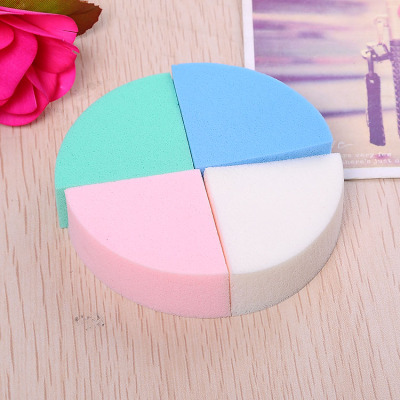 Fan-Shaped Patchwork Sponge Puff 4-Piece Set Semi-Circular Mixed Color