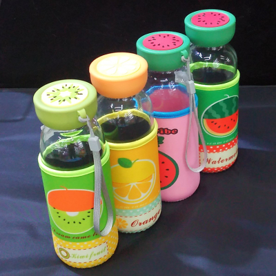 Glass Series Creative Portable Glass Fruit Sports Cup (420ml)