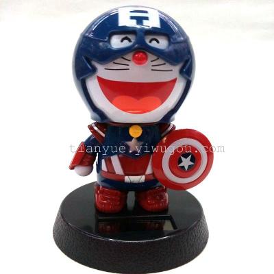 Solar cartoon BOBBLEHEAD Doraemon Dingdang cat car car interior decoration machine