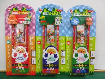 3PC pencil eraser stationery manufacturers selling Christmas Christmas
