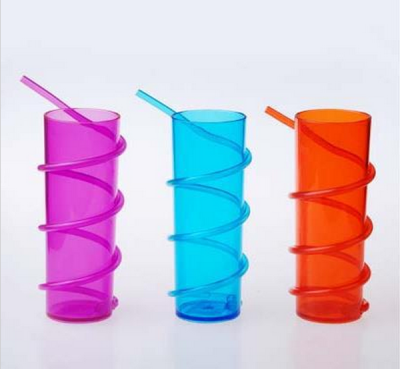 Creative straw transparent plastic cup can be customized