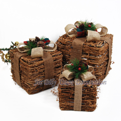 2016 New christmas gift box handmade rattan decoration gift box  for home indoor decoration