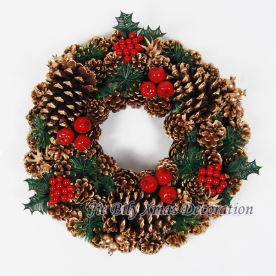 wholesale christmas wreath indoor wall home decoration with pine cone with apple fruit