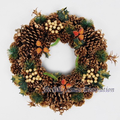 2015 Top Sale Christmas  wreath indoor  wall decoration garland with pine cone / pomegranate&pear home decoration wreath