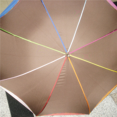 Rainbow Edge Long Handle Umbrella NC Fabric Umbrella Durable Sunshade